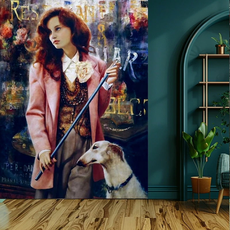 کاغذ دیواری طرح نقاشی دختر مدل آرامش کد KF663