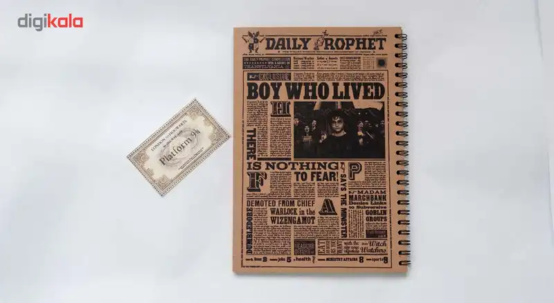 دفتر یادداشت 50 برگ بیگای استودیو مدل هری پاتر به همراه بوک مارک هدیه