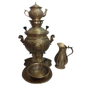 سرویس سماور گازی 5 پارچه برنجی مدل قلم زنی کد 5550