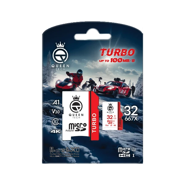 کارت حافظه MicroSDHC کوئین تک مدل TURBO-V30-A1-4K-667X کلاس 10 استاندارد U3 سرعت 100MB/S ظرفیت 32 گیگابایت به همراه آداپتور SD