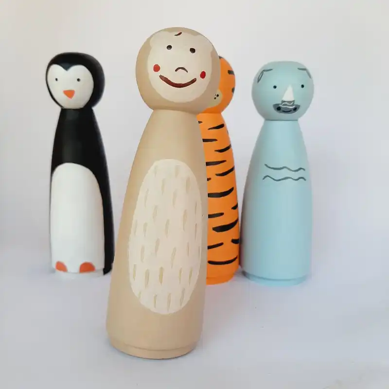 اسباب بازی چوبی مدل حیوون های جنگل مجموعه 4 عددی