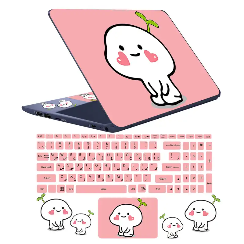 استیکر لپ تاپ راتیانا مدل gogoli مناسب برای لپ تاپ 15 تا 17 اینچ به همراه برچسب حروف فارسی کیبورد