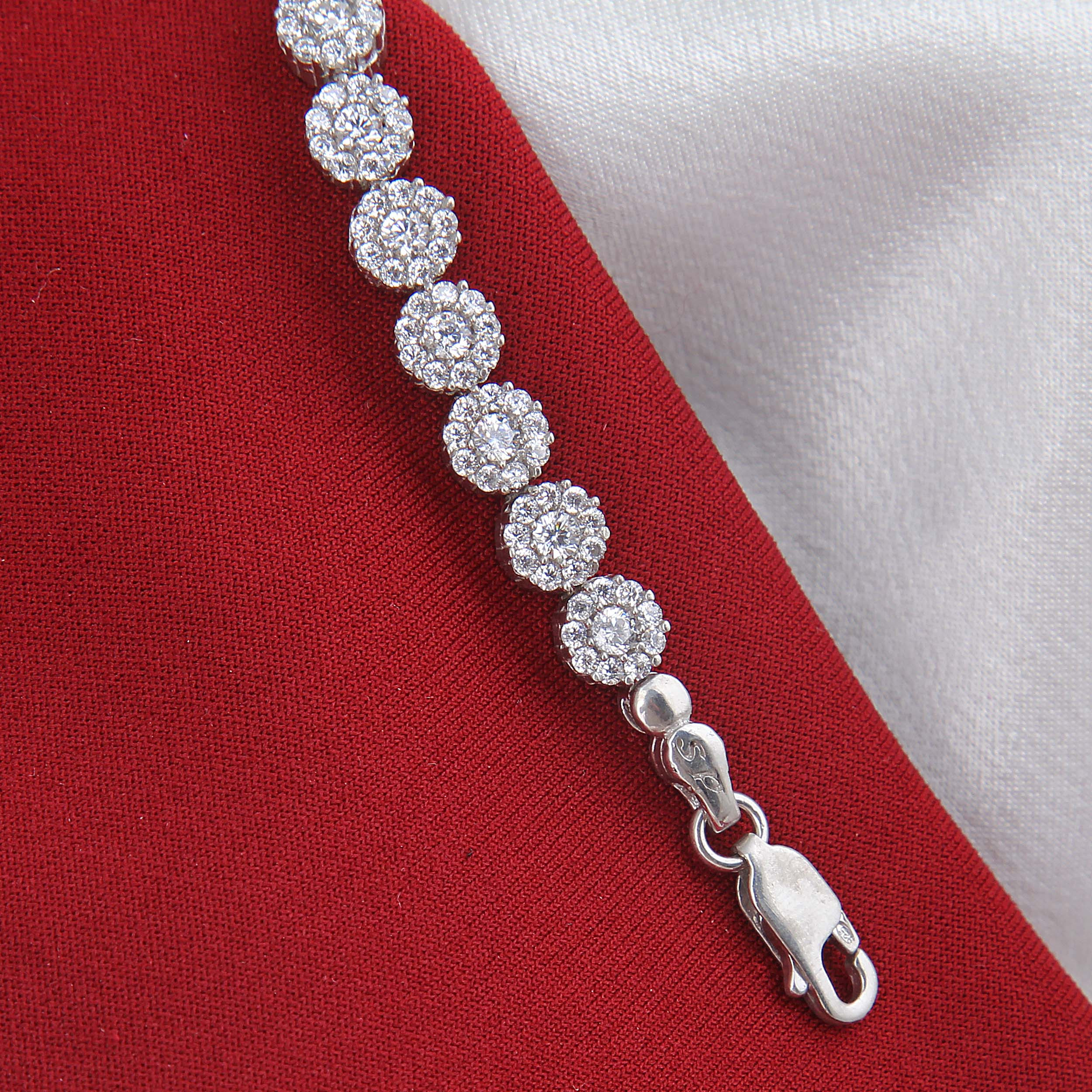 دستبند نقره زنانه مدل آبکاری رادیوم کد DP_601