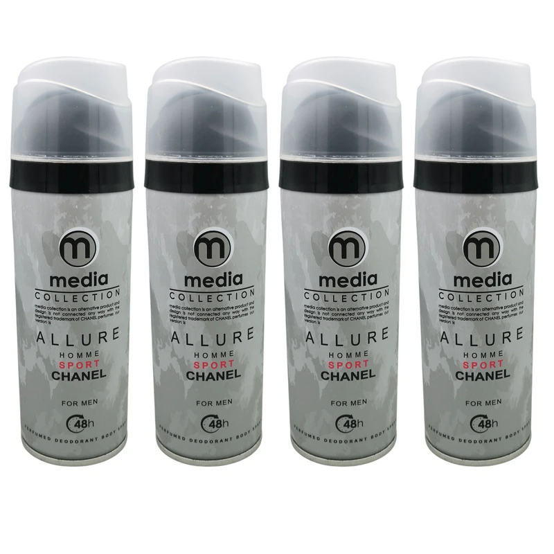 اسپری بدن مردانه مدیا مدل allure sport حجم 200 میلی لیتر مجموعه چهار عددی