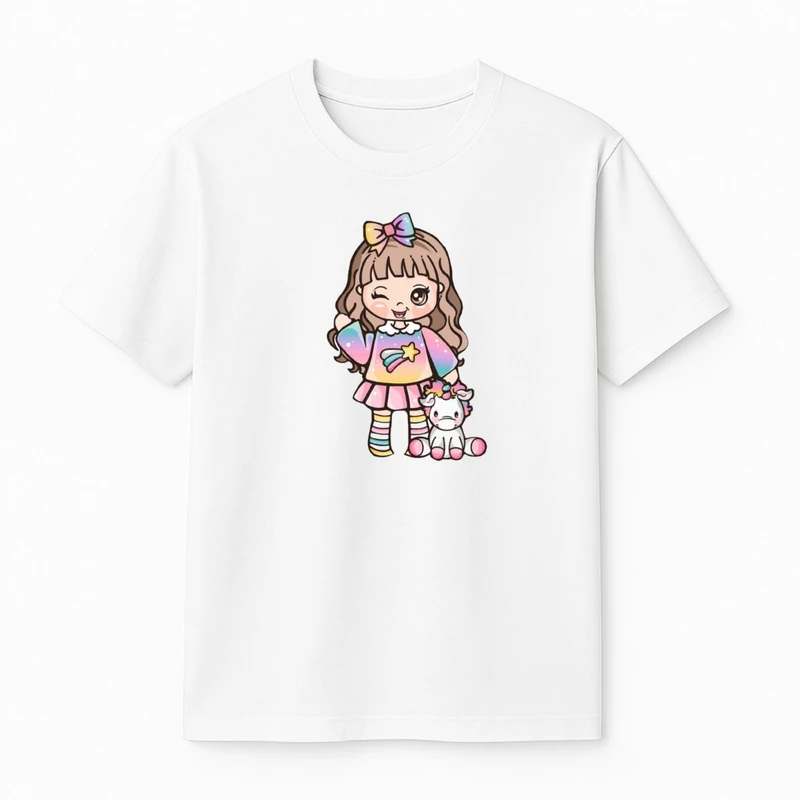 تی‌شرت آستین کوتاه دخترانه مدل یونیکورن کد 2 