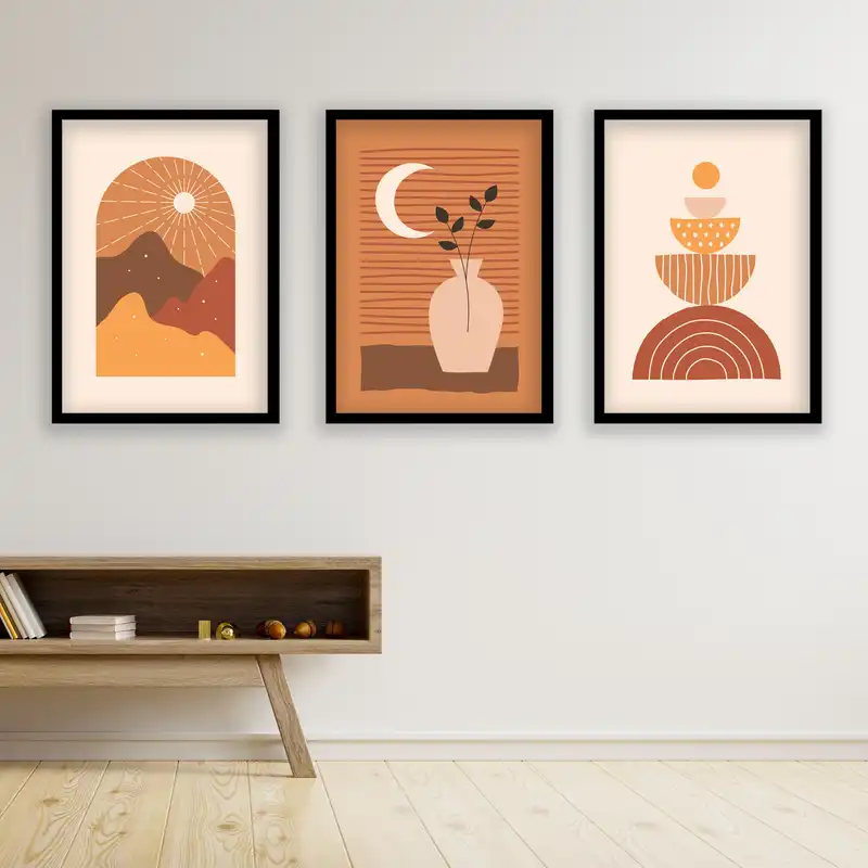 تابلو مدل مینیمال دکوراتیو کد LA-G30153 مجموعه 3 عددی