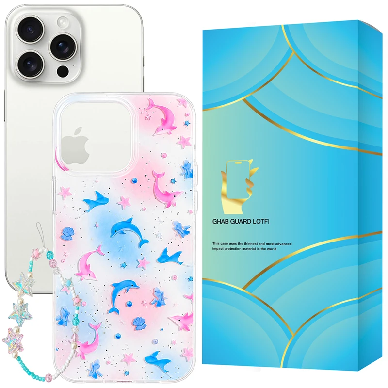 کاور قاب گارد لطفی مدل DOLPHIN مناسب برای گوشی موبایل اپل iPhone 15 Pro Max به همراه بند آویز