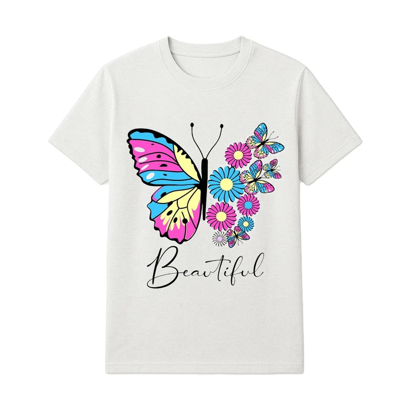 تی‌شرت آستین کوتاه راحتی دخترانه مدل پروانه کد 18