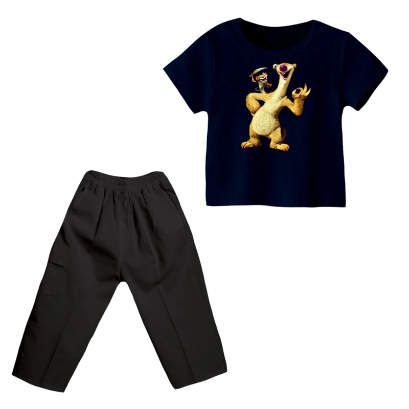 ست تی شرت و شلوارک پسرانه مدل عصر یخبندان کد 5