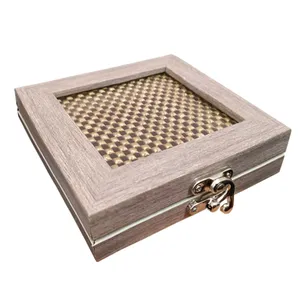 جعبه هدیه چوبی طرح حصیری مدل B3-10-2