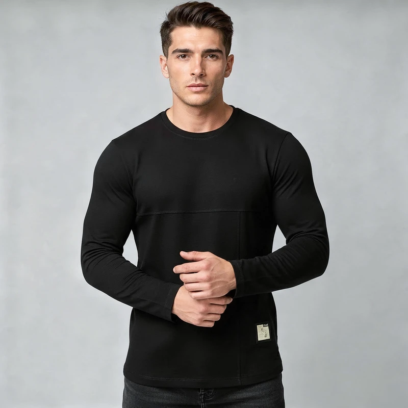 تی‌شرت آستین بلند یقه گرد مردانه باینت مدل 905