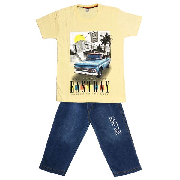 ست تی شرت و شلوار پسرانه مدل ماشین کد 1083