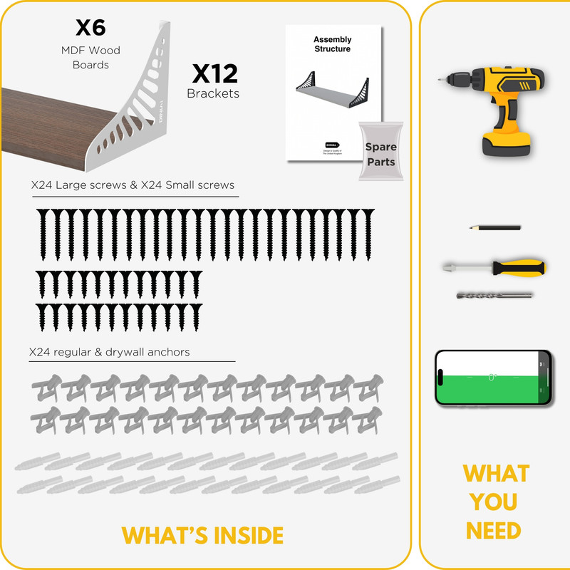شلف دیواری دینیال مدل p.s ونوس کد DN-04SH-06 مجموعه شش عددی