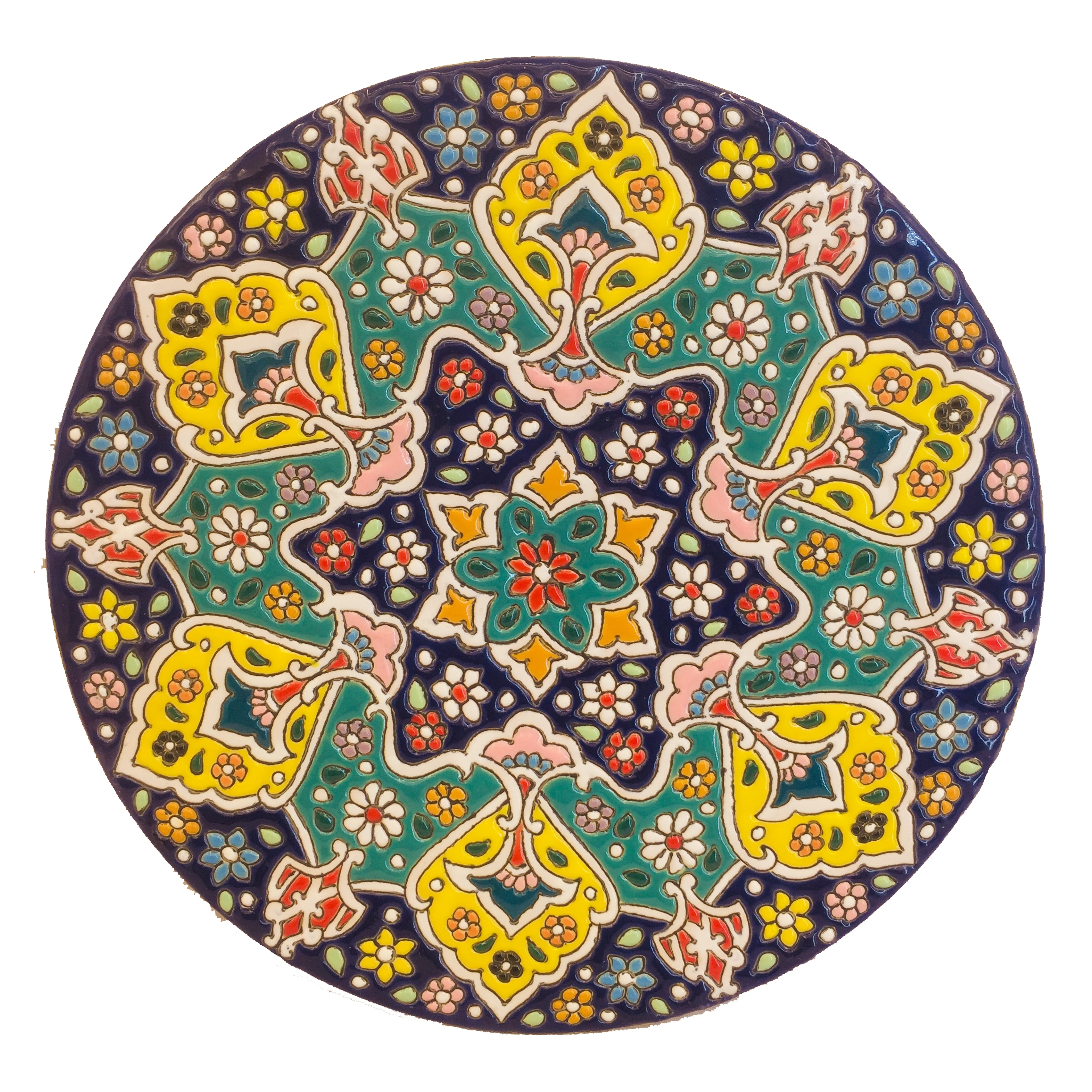 بشقاب میناکاری سفالی زمانیان کد ZMN20014