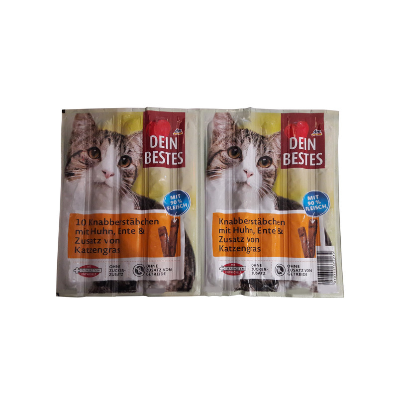 استیک تشویقی گربه دین بستس مدل مرغ و اردک وزن 50 گرم بسته ده عددی