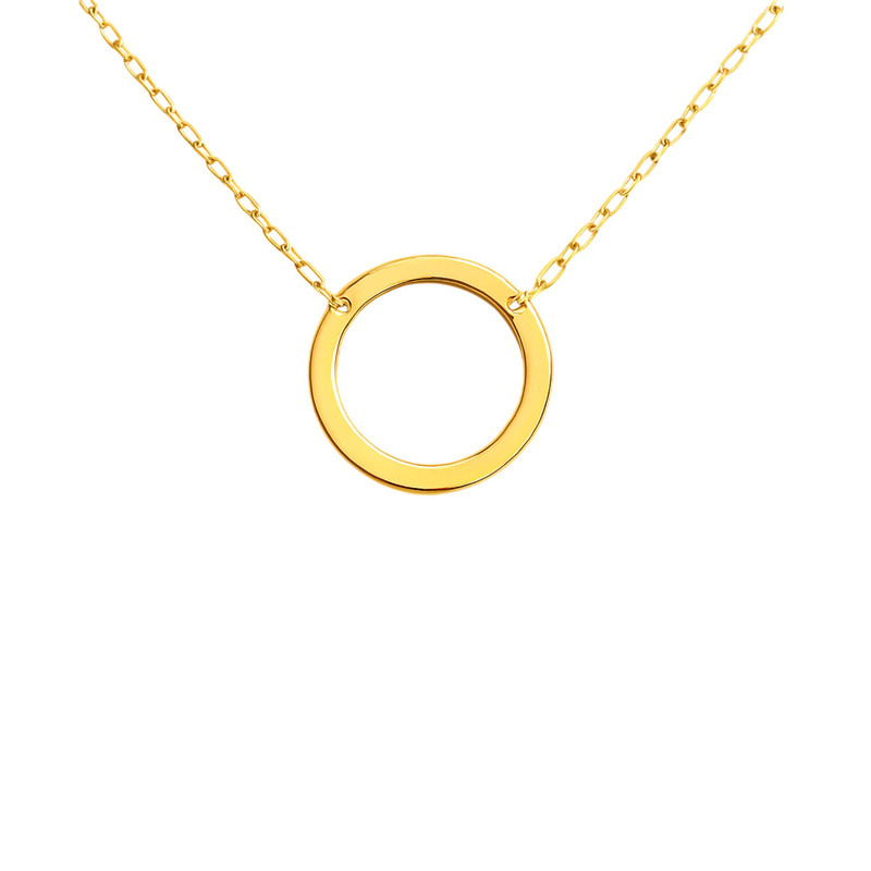 گردنبند طلا 18 عیار زنانه با زنجیر حلقهای (فلامینگو) گالری قو طلایی مدل دایره تو خالی