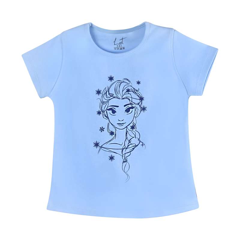 تی شرت آستین کوتاه دخترانه لینتل مدل السا elsa کد 9925 رنگ آبی