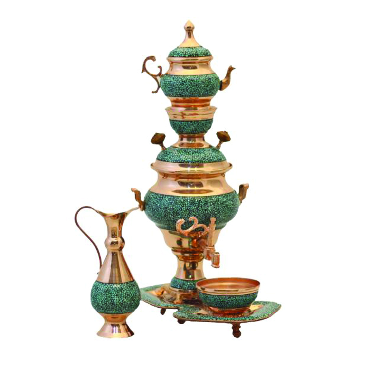 سرویس سماور فیروزه کوبی 5 پارچه کد 35