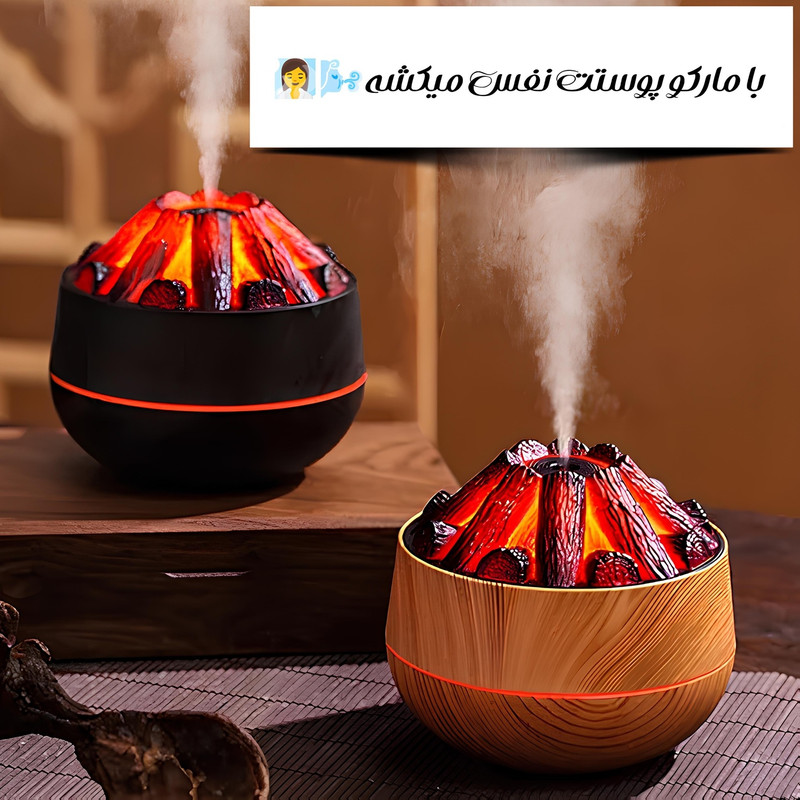 دستگاه بخور سرد مدل شومینه طرح هیزم کد +LED-Plus