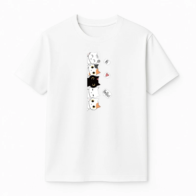 تی‌شرت آستین کوتاه دخترانه مدل گربه کد v11 