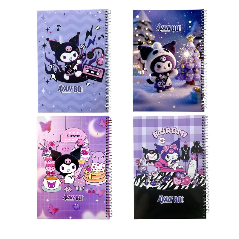 دفتر مشق 80 برگ آوان مدل حاشیه دار طرح کرومی مجموعه 4 عددی