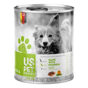 کنسرو غذای سگ یو اس پت مدل game with pumpkin وزن 400 گرم