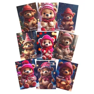 کارت پستال مدل Gift Christmas Bear cards بولت ژورنال و اسکرپ بوک بسته 9 عددی