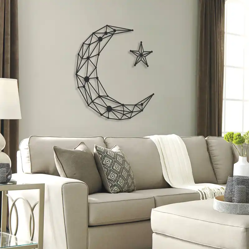 استیکر دیواری طرح ماه و ستاره مجموعه ۲ عددی