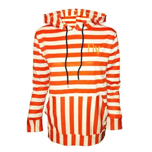 هودی زنانه مدل راه راه رنگ نارنجی