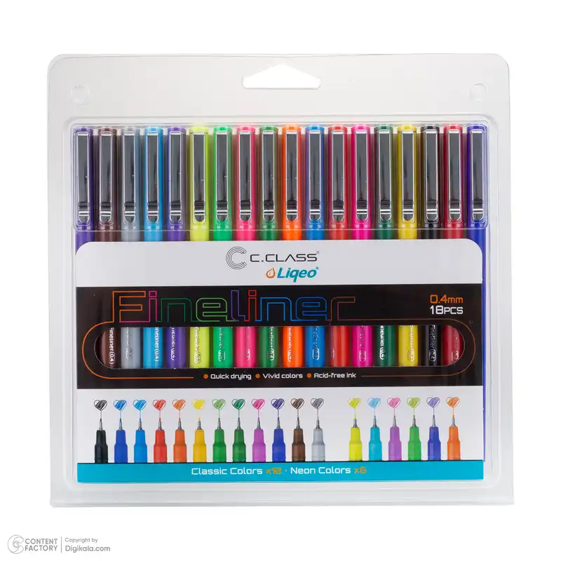 روان نویس سی.کلاس مدل فاین لاینر بسته 18 عددی