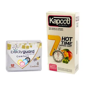 کاندوم کاپوت مدل 7Hot Time بسته 12 عددی به همراه کاندوم بادیگارد مدل Comfort بسته 4 عددی