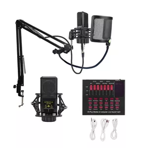 میکروفون استودیویی مدل Autne HTLCA LGT 240 به همراه کارت صدای V8 PLUS
