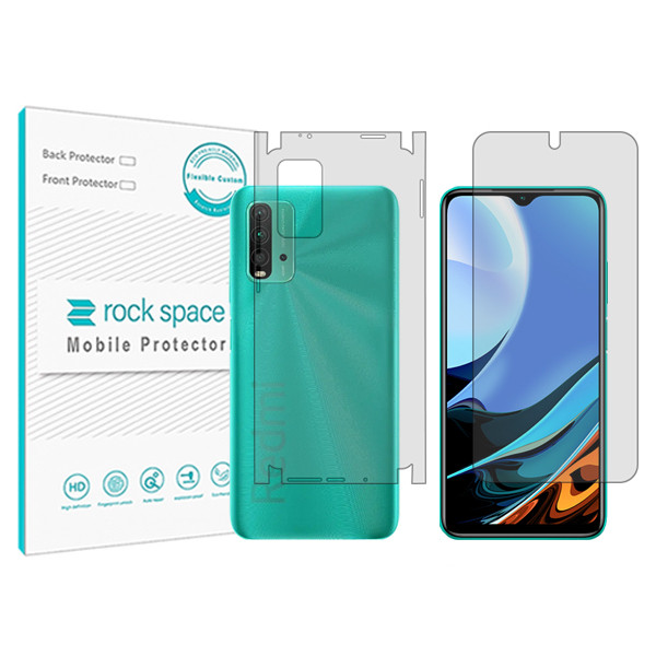 محافظ صفحه نمایش شفاف راک اسپیس مدل HyGEL مناسب برای گوشی موبایل شیائومی Redmi 9 Power  به همراه محافظ پشت