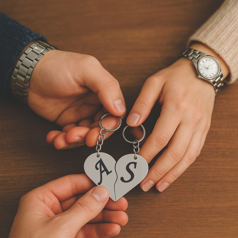 جاکلیدی گيلواره زراوشان مدل قلب حرف A S بسته 2 عددی