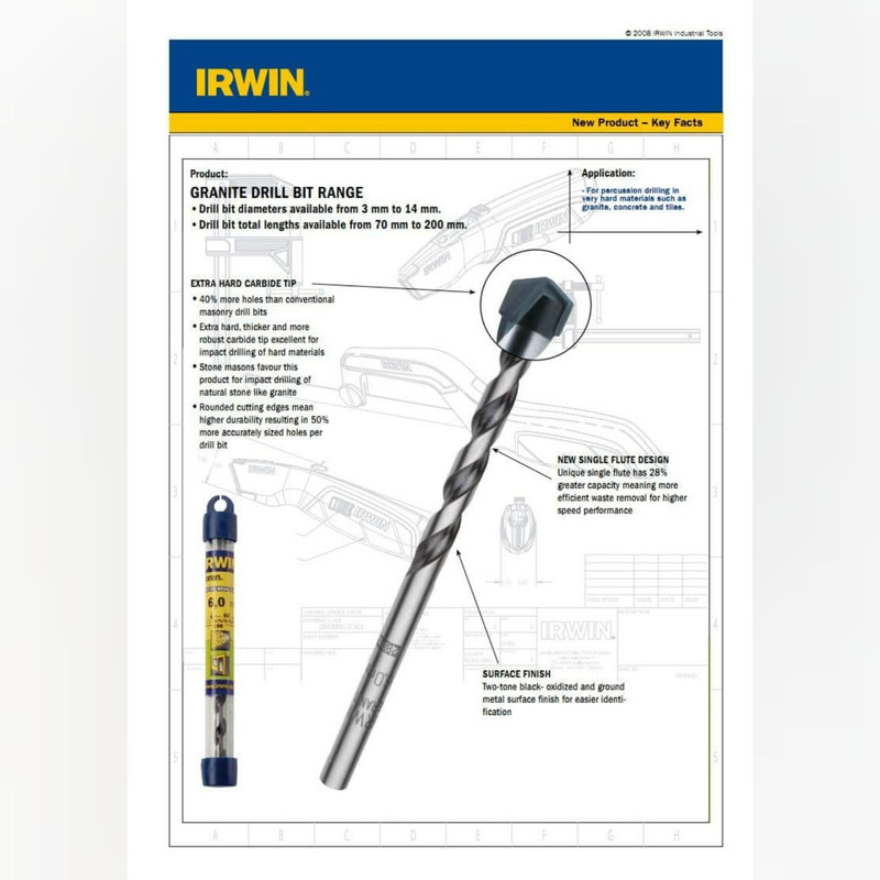 مته گرانیت اروین مدل 10501901 سایز 6 میلیمتر