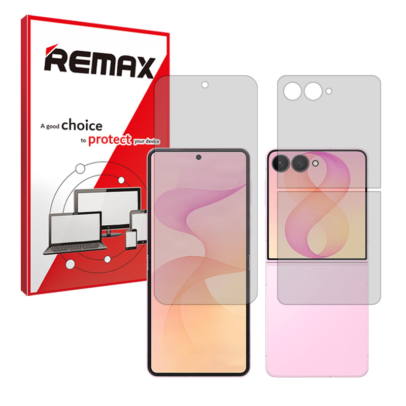 محافظ صفحه نمایش شفاف ریمکس مدل هیدروژلی مناسب برای گوشی موبایل سامسونگ Galaxy Z Flip8 به همراه محافظ پشت گوشی