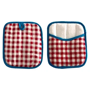 دستگیره مدل جیب دار چهارخانه حوله ای بسته 2 عددی