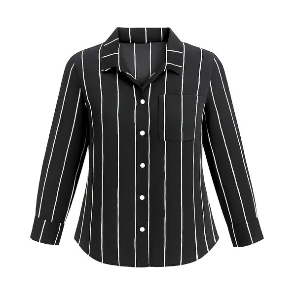 شومیز آستین بلند یقه کراواتی زنانه مدل راه راه