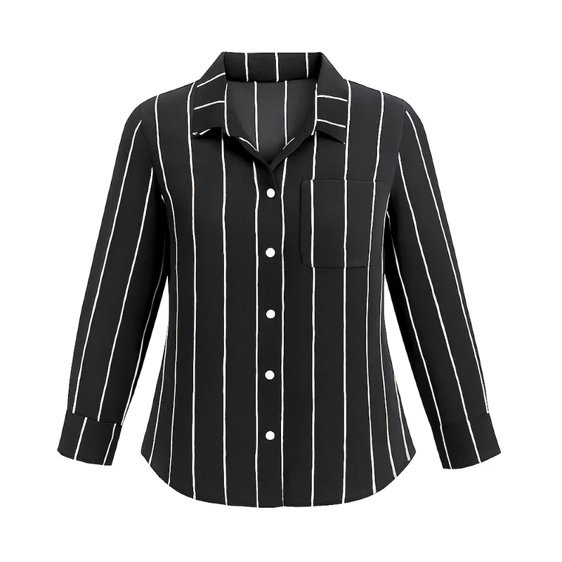 شومیز آستین بلند یقه کراواتی زنانه مدل راه راه