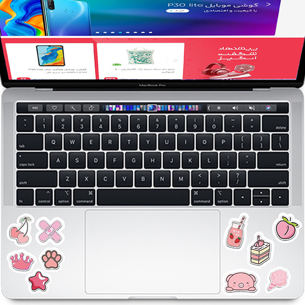 استیکر لپ تاپ راتیانا مدل 01 pink pack مجموعه  10 عددی