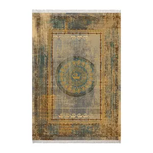 فرش ماشینی زانیس مدل وینتیج طرح لری باف زمینه طوسی