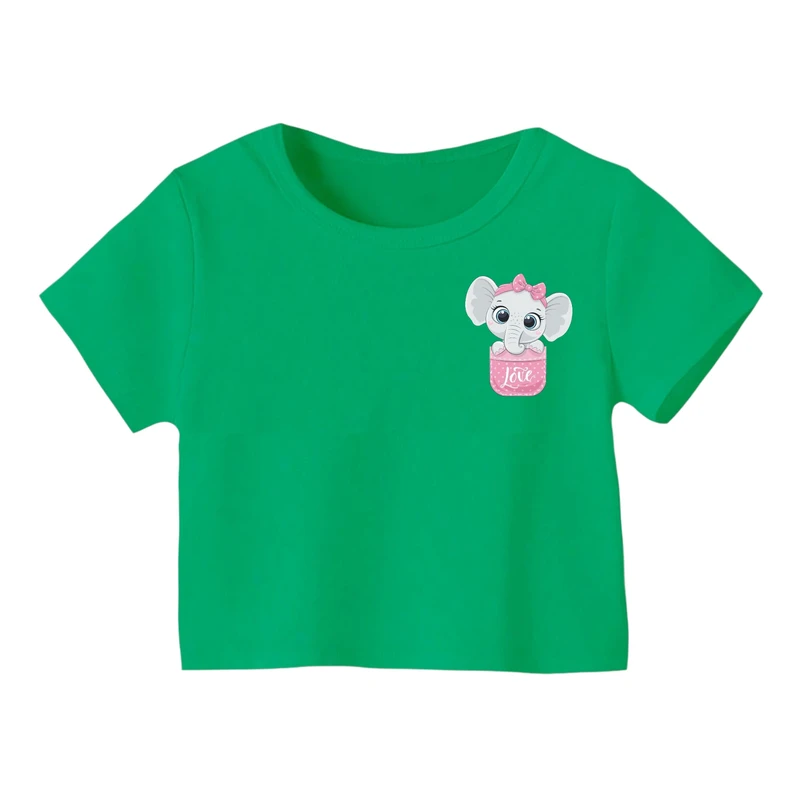 کراپ‌ تی‌شرت آستین کوتاه زنانه مدل فیل کد ۵