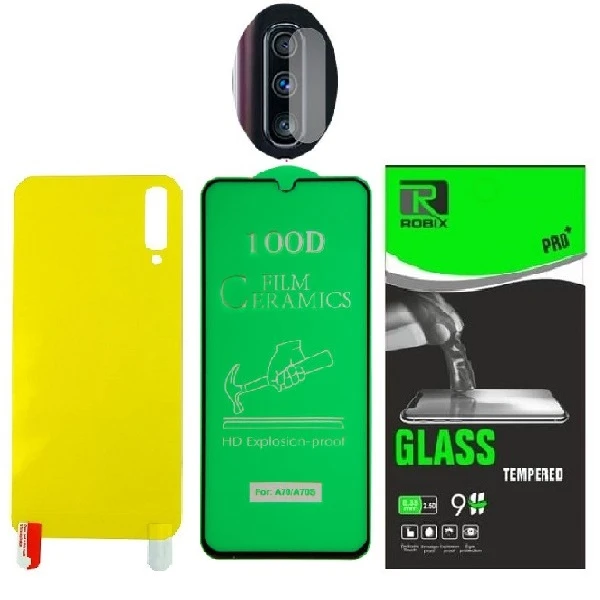 محافظ صفحه نمایش وپشت گوشی روبیکس مدل CR-A70مناسب برای گوشی موبایل سامسونگ Galaxy A70 به همراه محافظ لنز دوربین