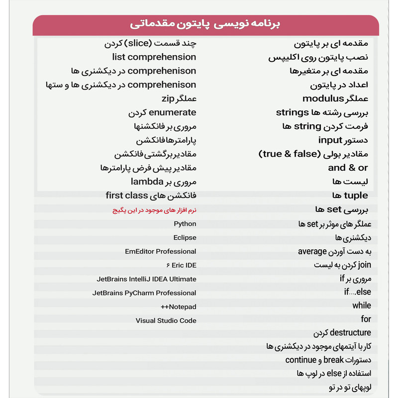 نرم افزار آموزش برنامه نویسی پایتون مقدماتی نشر پدیا سافت نرم افزار آموزش برنامه نویسی پایتون مقدماتی نشر پدیا سافت