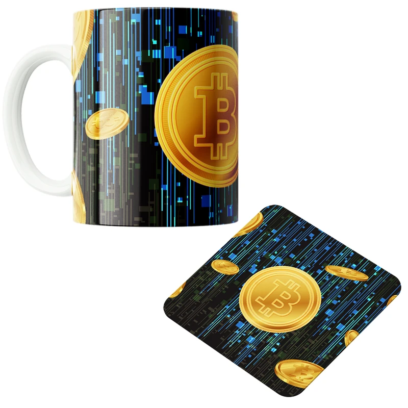 ماگ پاد آفرین مدل بیت کوین تریدر ارز دیجیتال کریپتو فارکس کد PZ370 به همراه زیرلیوانی