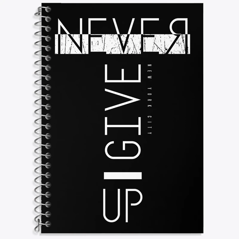 دفتر زبان 50 برگ خندالو مدل سه خط طرح Never Give Up کد N892