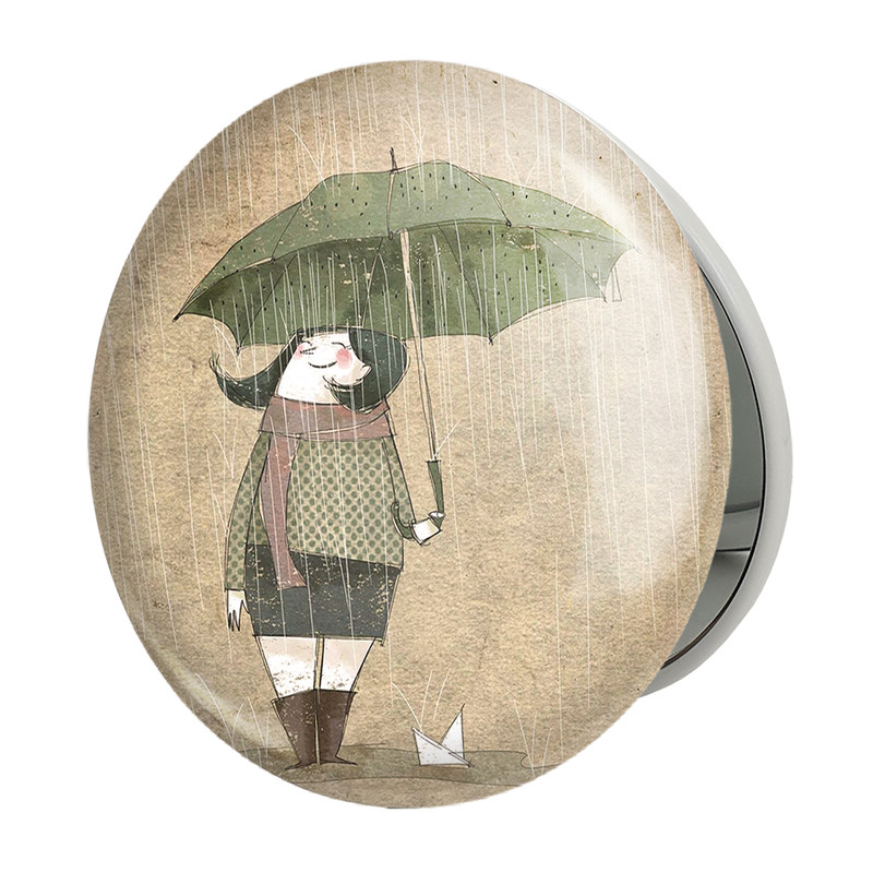 آینه جیبی خندالو طرح چتر و باران مدل تاشو کد 5411