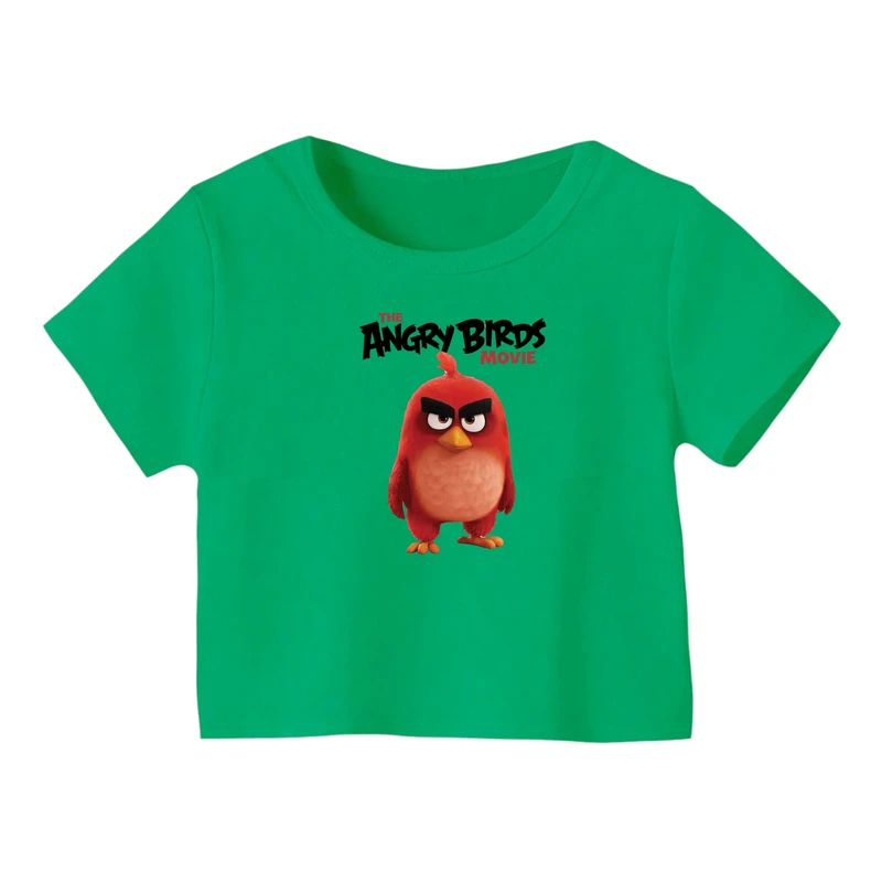 کراپ‌ تی‌شرت آستین کوتاه زنانه مدل انگری بردز کد ۳