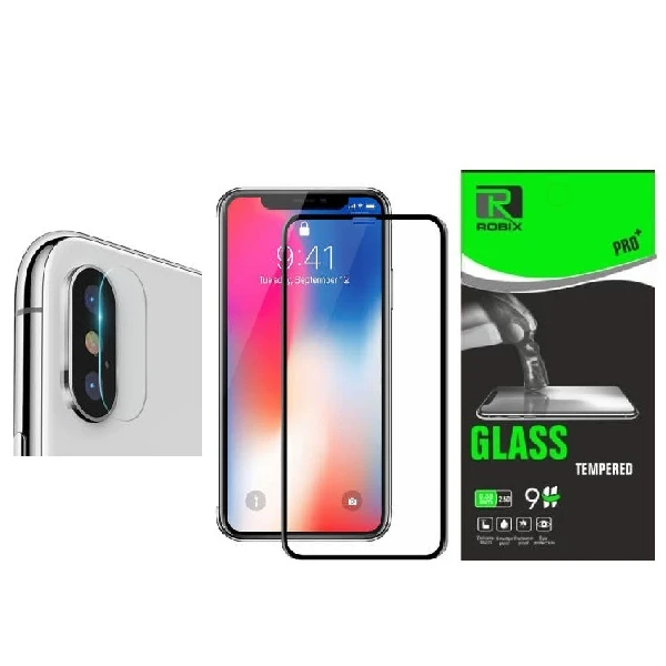 محافظ صفحه نمایش روبیکس مدل FLXsمناسب برای گوشی موبایل اپل iphone Xs به همراه محافظ لنز دوربین