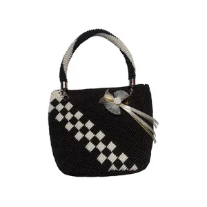 کیف بافتنی مدل شطرنجی دو رنگ کد 14033